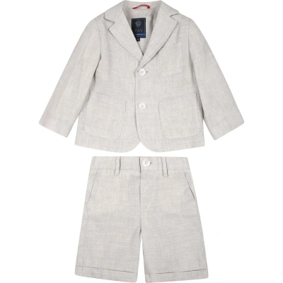 Fay Beige Suit For Baby Boy With Logo