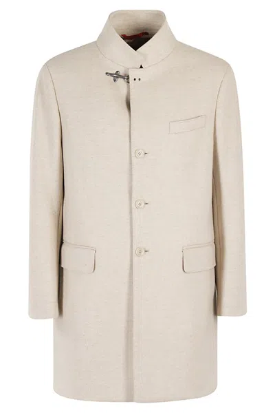 Fay Beige Tailored Coat In Grey