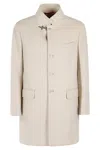Fay Peak Lapel Wool-blend Coat In Neutral