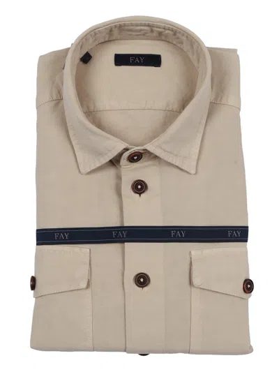 Fay Beige Tasconata Over Shirt Jacket In Neutral