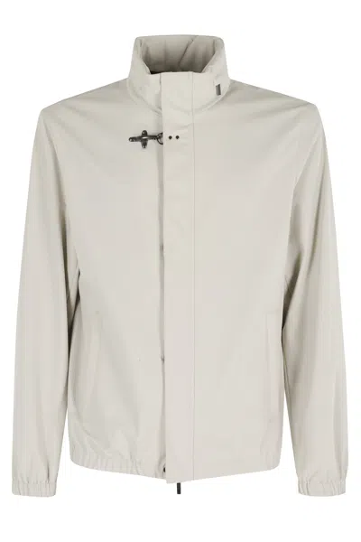 Fay Beige Travel Short Zipped Nylon Polyamide Jacket In White