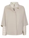 Fay Beige Wool And Cashmere Blend Cape With Removable Inner Jacket In Gray