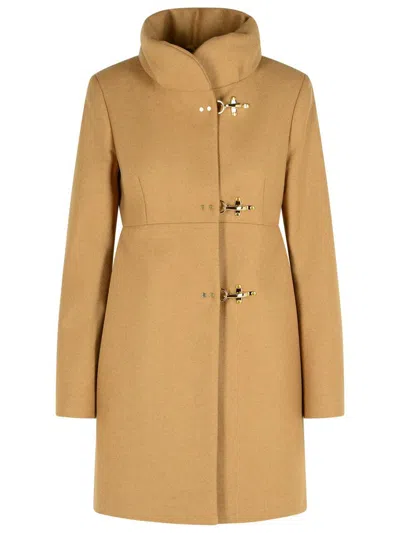 Fay Beige Wool Blend Coat Women In Brown