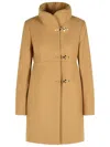Fay Beige Wool Blend Coat Women In Brown