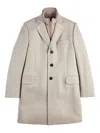 Fay Structured Light Beige Cashmere Coat With Notch Lapels And Flap Pockets In Neutral