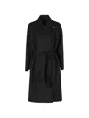 Fay Belted Single-vent Coat In Black