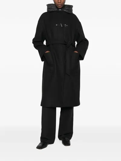 Fay Belted Toggle-fastening Coat In Black