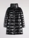 Fay Quilted Nero Down Coat With Structured Collar In Black