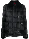 Fay Down Jacket With Corduroy Collar And Suede Trim In Black