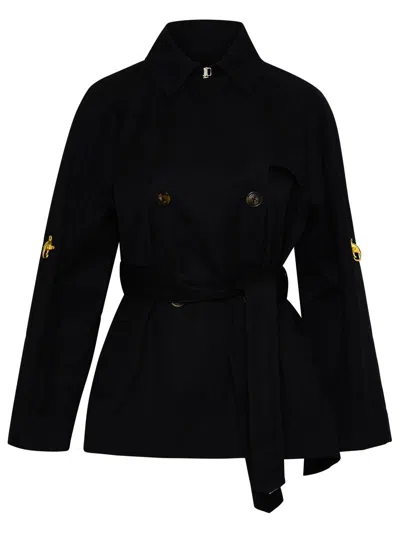 Fay Black Cotton Blend Trench Coat Woman