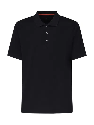 Fay Black Cotton Polo With Logo