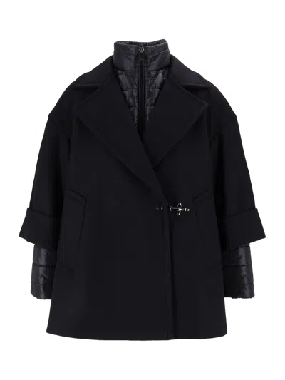 Fay Black Double-layer Quilted Cape