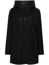 Fay Hooded Black Jacket With Quilted Detailing And Toggle Closure In Black