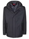 Fay Black Hooded Jacket With Padded Interior In Black