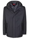 Fay Black Hooded Jacket With Padded Interior In Black