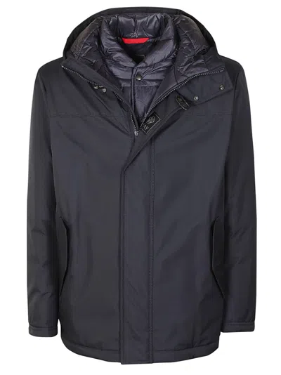 FAY BLACK HOODED JACKET WITH PADDED INTERIOR