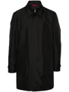 Fay Layered Long Sleeve Buttoned Waterproof Coat In Black