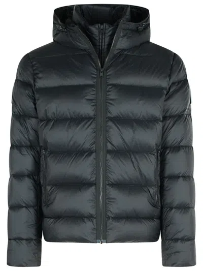 Fay Black Polyamide Down Jacket Men In Blue