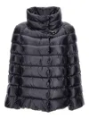 Fay Glossy Quilted Down Coat With Structured Collar In Blue