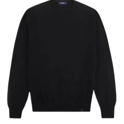 Fay Black Ribbed Knit Wool Sweater