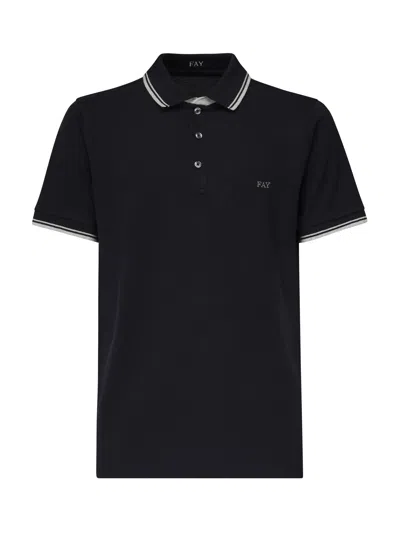 Fay Black Short Sleeve Polo