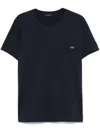 Fay Black T-shirt In Cotton With Pocket And White Logo In Blue