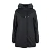 Fay Hooded Black Jacket With Quilted Detailing And Toggle Closure In Black