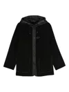 Fay Straight Silhouette Short Coat With Quilted Hood In Black