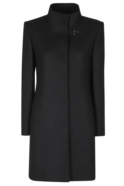 Fay Black Virginia High Neck Virgin Wool-blend Coat