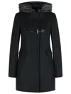 Fay Toggle Coat In Wool Cloth In Black