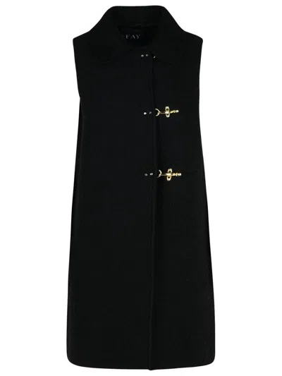FAY FAY BLACK WOOL BLEND VEST