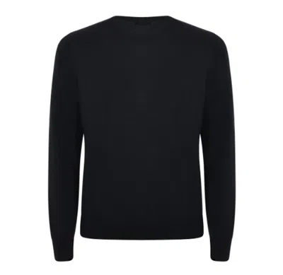 Fay Black Wool Crew Neck Sweater