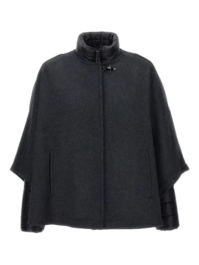 Fay Black Wool High Neck Coat