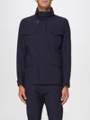 Fay Short Field Jacket In Wool And Stretch Cotton Blue
