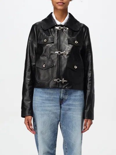 Fay 3 Ganci Cropped-lederjacke In Schwarz