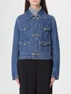 Fay 3-hook Denim Crop Jacket In Blue