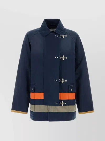 Fay Block Design Twill Jacket With Front Pockets In Blue