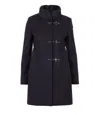 Fay Tailored Black Coat With High Collar In Blue