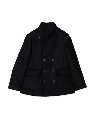 Fay Double Breasted Coat In Black