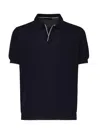 Fay Buttonless Polo Shirt With Ribbed Hem And Short Sleeves