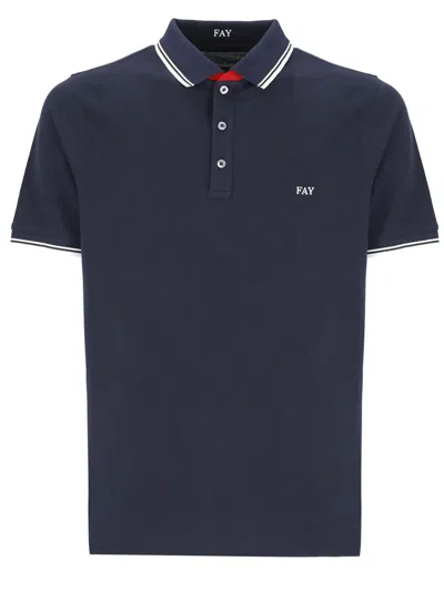 Fay Blue Cotton Polo Shirt
