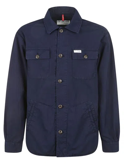 Fay Button-up Shirt Jacket In Blue