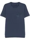 Fay Blue Crewneck T-shirt With Pocket And Logo