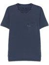 Fay Blue Crewneck T-shirt With Pocket And Logo In Blue