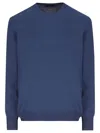 Fay Cotton Shaved Knit Jumper In Blue