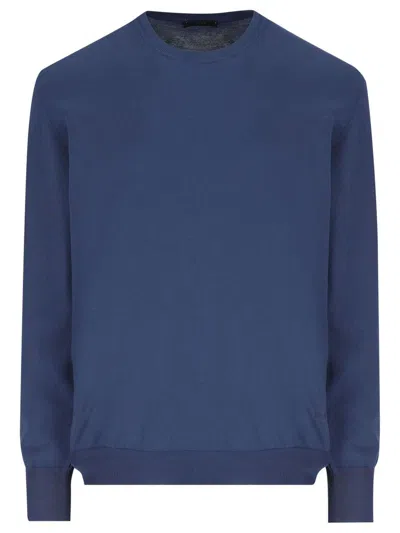Fay Blue In Cotton Shaved Knit Jumper In Blu Elettrico