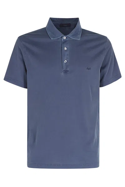 Fay Blue Polo Jersey Frosted Embroidery Cotton Polo Shirt In Gray