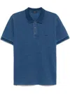 Fay Blue Polo Shirt Short-slevees With Embroidered Logo In Blue