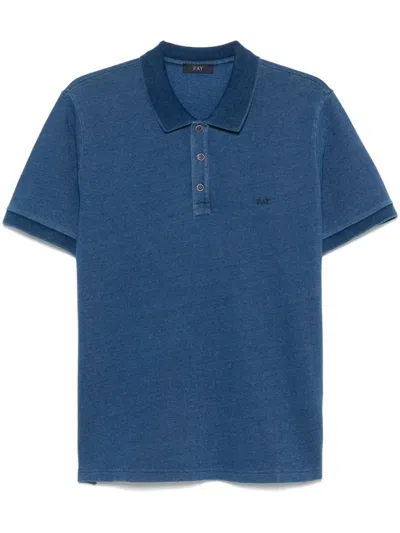 FAY BLUE POLO SHIRT SHORT-SLEVEES WITH EMBROIDERED LOGO