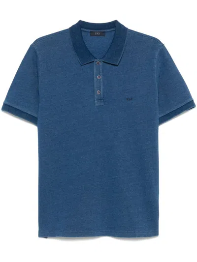 FAY FAY BLUE POLO SHIRT SHORT-SLEVEES WITH EMBROIDERED LOGO